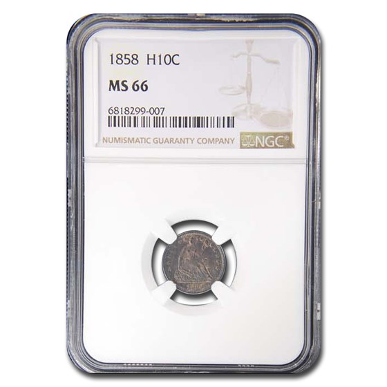 1858 Liberty Seated Half Dime MS-66 NGC 1858 Liberty Seated Half Dime MS-66 NGC