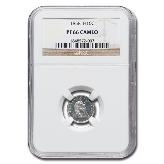 1858 Liberty Seated Half Dime PF-66 Cameo NGC 1858 Liberty Seated Half Dime PF-66 Cameo NGC