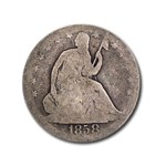 1858 Liberty Seated Half Dollar AG
