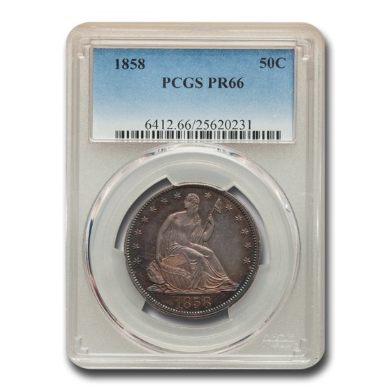 1858 Liberty Seated Half Dollar PR-66 PCGS 1858 Liberty Seated Half Dollar PR-66 PCGS