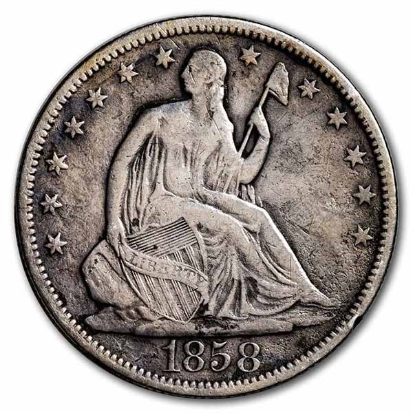 1858 Liberty Seated Half Dollar VF