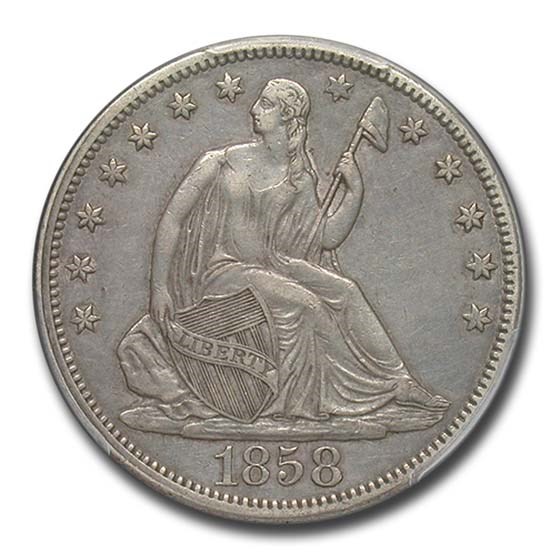 1858 Liberty Seated Half Dollar XF-45 PCGS 1858 Liberty Seated Half Dollar XF-45 PCGS