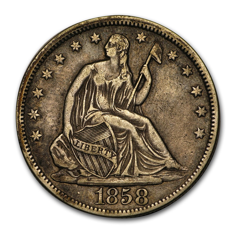 1858 Liberty Seated Half Dollar XF