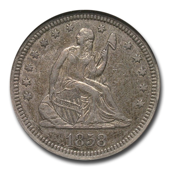 1858 Liberty Seated Quarter AU-50 NGC 1858 Liberty Seated Quarter AU-50 NGC