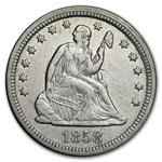 1858 Liberty Seated Quarter AU