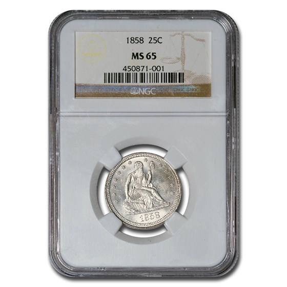1858 Liberty Seated Quarter MS-65 NGC 1858 Liberty Seated Quarter MS-65 NGC