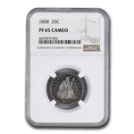 1858 Liberty Seated Quarter PF-65 Cameo NGC