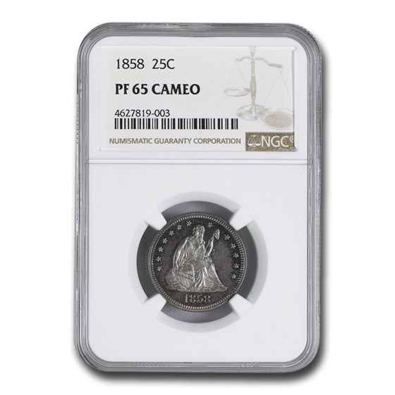 1858 Liberty Seated Quarter PF-65 Cameo NGC 1858 Liberty Seated Quarter PF-65 Cameo NGC