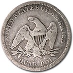 1858 Liberty Seated Quarter VG
