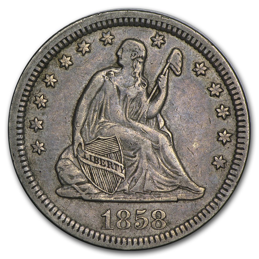 1858 Liberty Seated Quarter XF