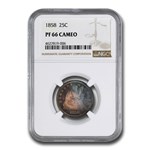 1858 Liberty Seated Silver Quarter PF-66 Cameo NGC