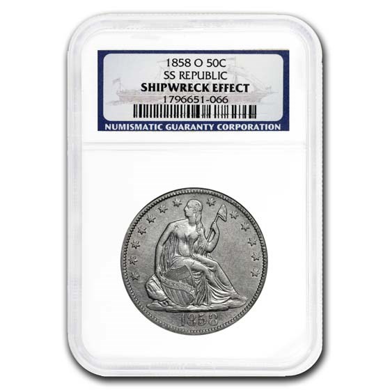 1858-O Liberty Seated Half Dollar SS-Republic Shipwreck NGC