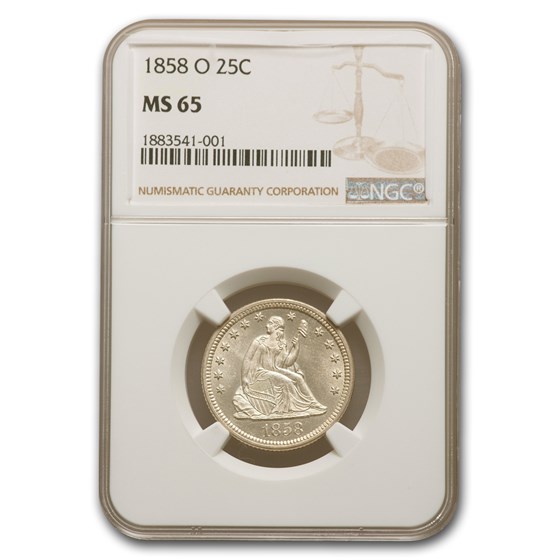 1858-O Liberty Seated Quarter MS-65 NGC 1858-O Liberty Seated Quarter MS-65 NGC