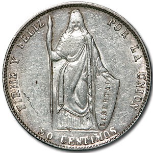 1858 Peru 50 Centimos XF 1858 Peru 50 Centimos XF