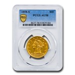 1858-S $10 Liberty Gold Eagle AU-58 PCGS