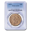 1858-S $20 Liberty Gold Double Eagle AU-50 PCGS