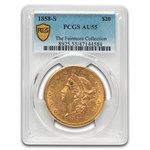 1858-S $20 Liberty Gold Double Eagle AU-55 PCGS