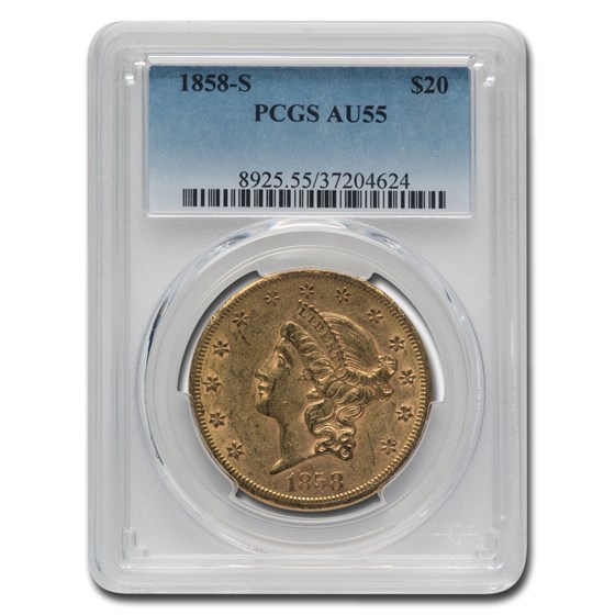 1858-S $20 Liberty Gold Double Eagle AU-55 PCGS 1858-S $20 Liberty Gold Double Eagle AU-55 PCGS