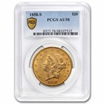 1858-S $20 Liberty Gold Double Eagle AU-58 PCGS