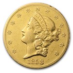 1858-S $20 Liberty Gold Double Eagle VF Details (Cleaned)