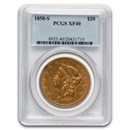 1858-S $20 Liberty Gold Double Eagle XF-40 PCGS