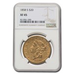 1858-S $20 Liberty Gold Double Eagle XF-45 NGC