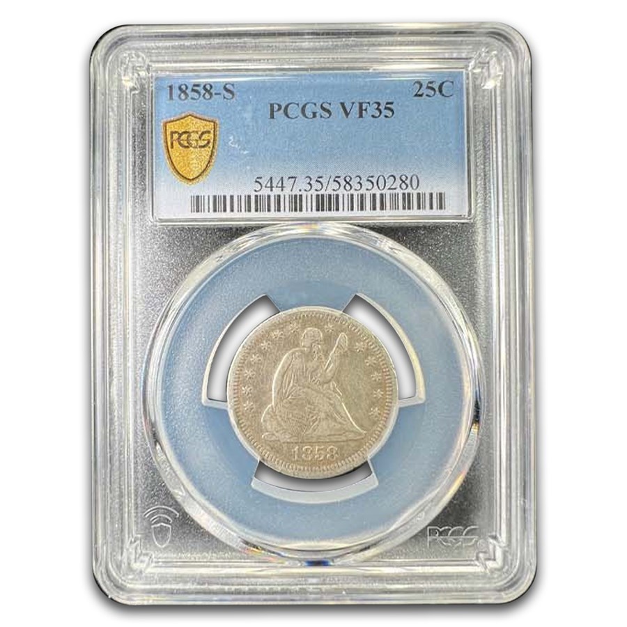 1858-S Liberty Seated Quarter VF-35 PCGS