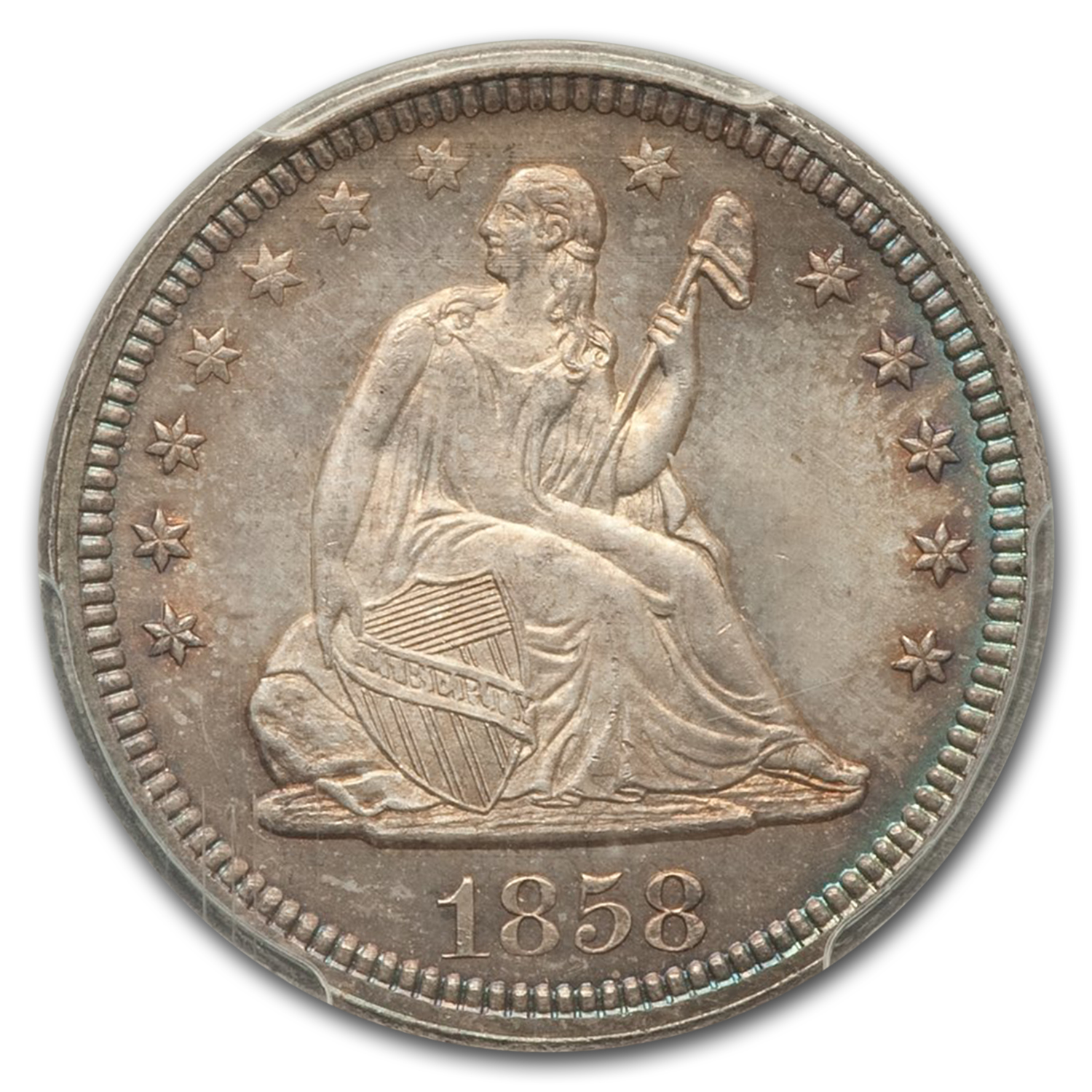 1858 (None) Phil Seated Liberty Quarter Value - APMEX