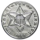 1858 Three Cent Silver AU
