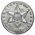 1858 Three Cent Silver AU