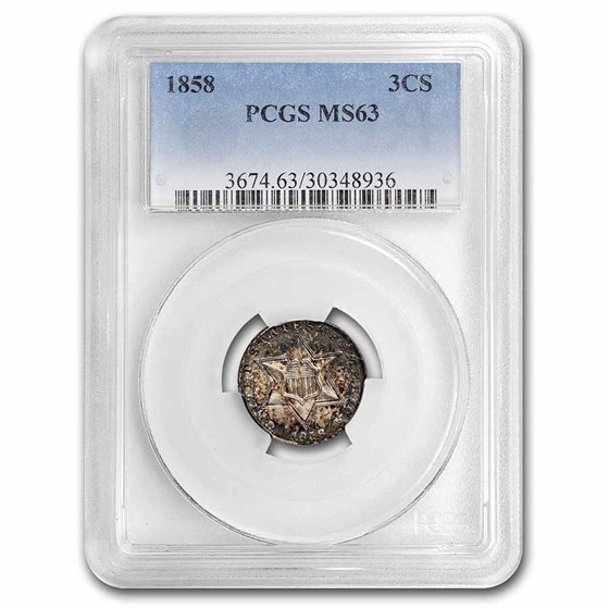 1858 Three Cent Silver MS-63 PCGS 1858 Three Cent Silver MS-63 PCGS