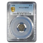 1858 Three Cent Silver MS-65 PCGS