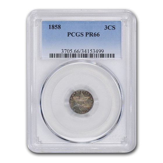 1858 Three Cent Silver PR-66 PCGS