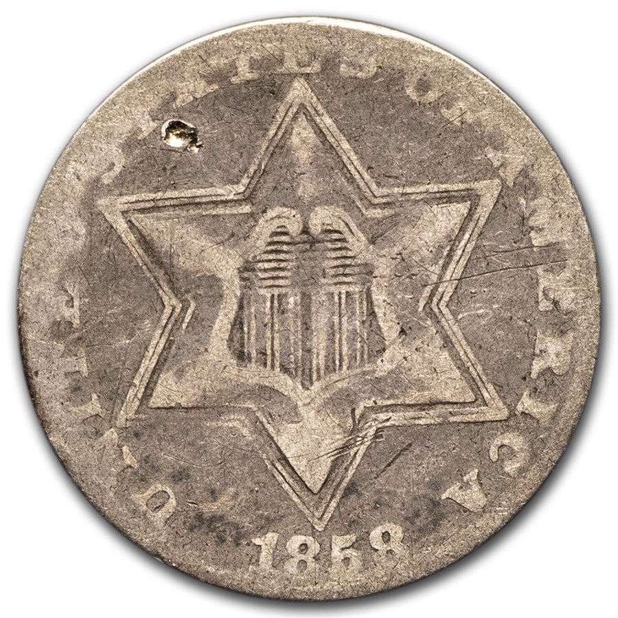 1858 Three Cent Silver VG