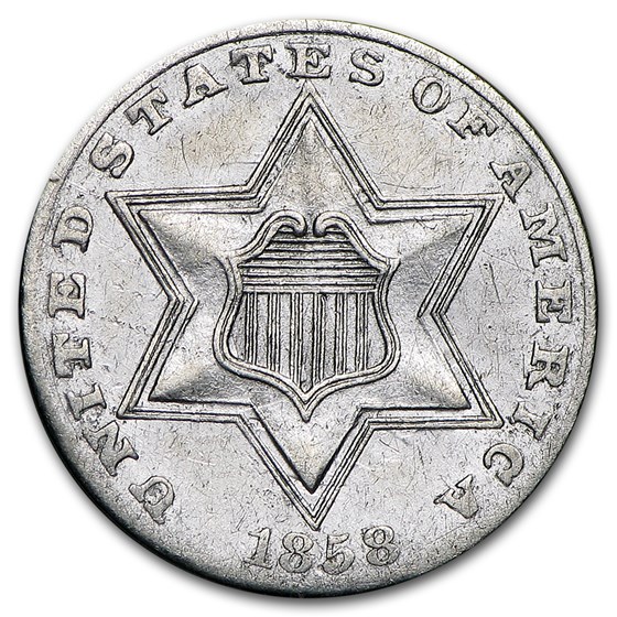 1858 Three Cent Silver XF 1858 Three Cent Silver XF