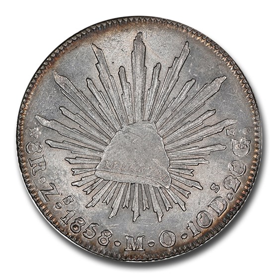 1858-Zs Mexico Silver 8 Reales MS-61 NGC