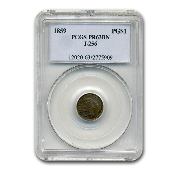 1859 $1.00 Gold Pattern PR-63 PCGS (Brown J-256) 1859 $1.00 Gold Pattern PR-63 PCGS (Brown J-256)