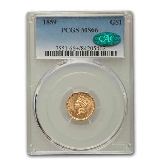1859 $1 Indian Head Gold MS-66+ PCGS CAC 1859 $1 Indian Head Gold MS-66+ PCGS CAC