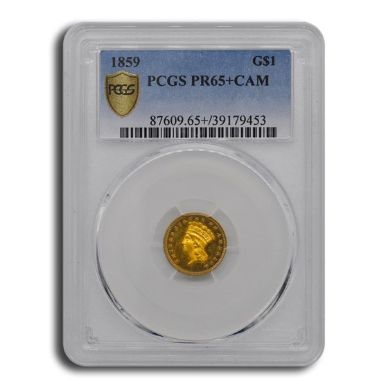 1859 $1 Indian Head Gold PR-65+ Cameo PCGS 1859 $1 Indian Head Gold PR-65+ Cameo PCGS