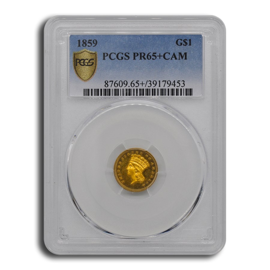 1859 $1 Indian Head Gold PR-65+ Cameo PCGS