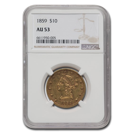 1859 $10 Liberty Gold Eagle AU-53 NGC 1859 $10 Liberty Gold Eagle AU-53 NGC