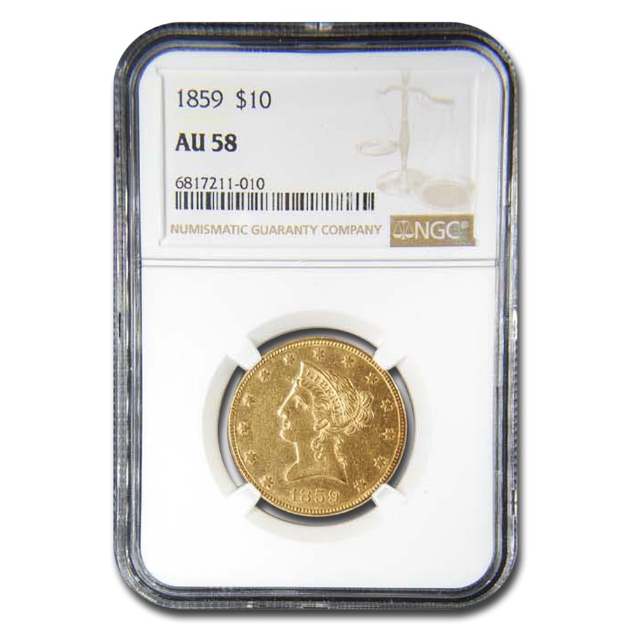1859 $10 Liberty Gold Eagle AU-58 NGC