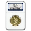 1859 $10 Liberty Gold Eagle MS-61 NGC (SS Republic)