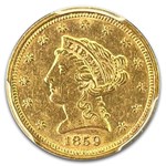 1859 $2.50 Liberty Gold Quarter Eagle AU-55 PCGS (Old Reverse)
