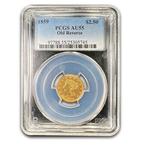 1859 $2.50 Liberty Gold Quarter Eagle AU-55 PCGS (Old Reverse)