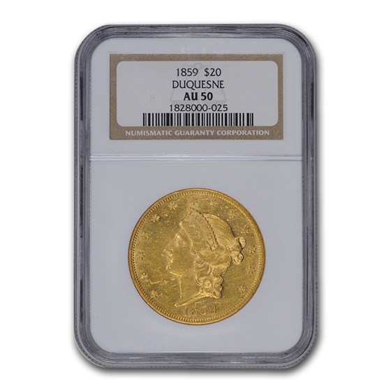 1859 $20 Liberty Gold Double Eagle AU-50 NGC (Duquesne) 1859 $20 Liberty Gold Double Eagle AU-50 NGC (Duquesne)