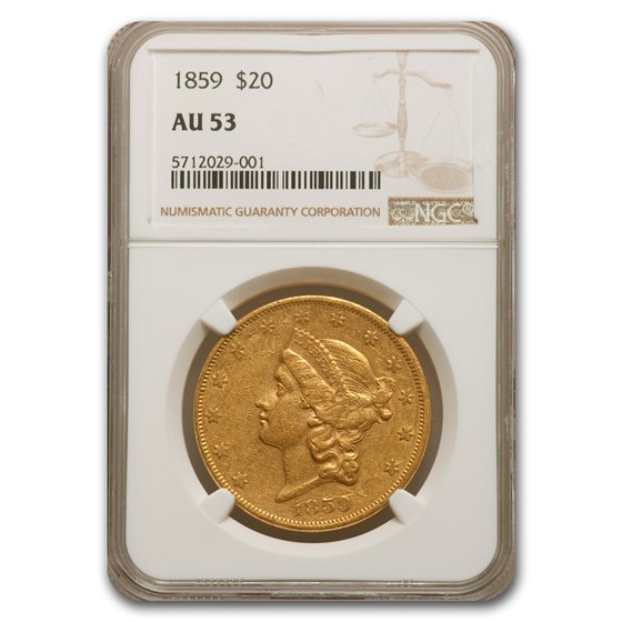 1859 $20 Liberty Gold Double Eagle AU-53 NGC 1859 $20 Liberty Gold Double Eagle AU-53 NGC