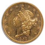 1859 $20 Liberty Gold Double Eagle AU-53 PCGS
