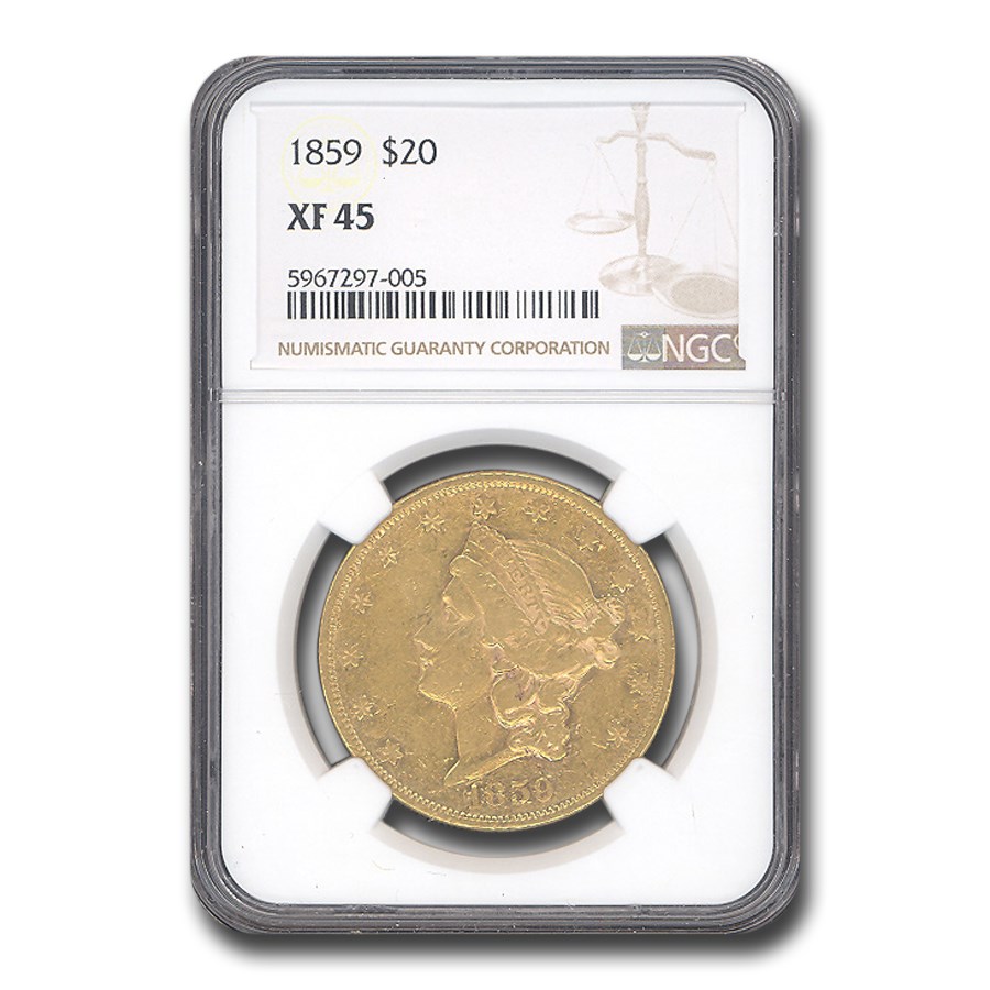 1859 $20 Liberty Gold Double Eagle XF-45 NGC