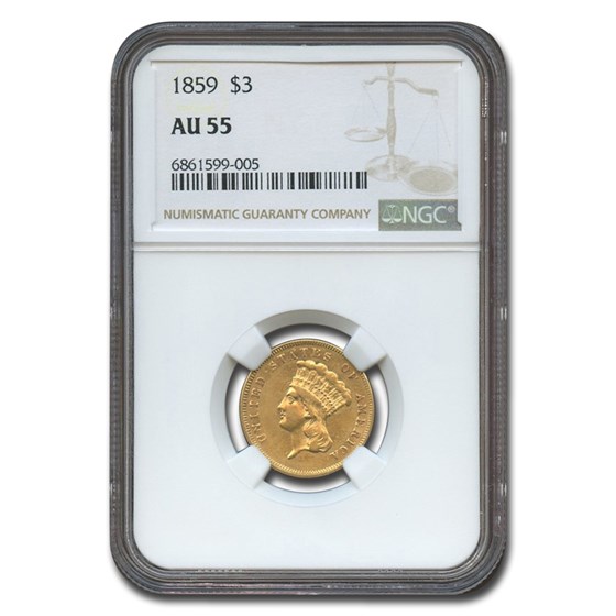 1859 $3 Gold Princess AU-55 NGC 1859 $3 Gold Princess AU-55 NGC